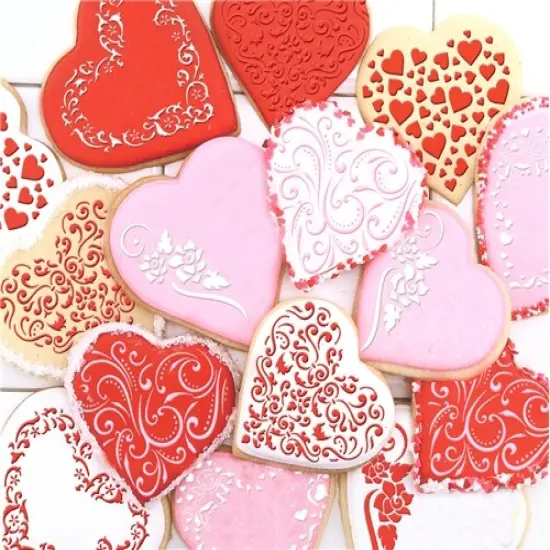 Swirl Valentine Heart Cookie Stencils | C202 by Designer Stencils | Cookie Decorating Tools | Baking Stencils for Royal Icing, Airbrush, Dusting Powder | Reusable Plastic Food Grade Stencil for Cookies | Easy to Use & Clean Cookie Stencil {3}