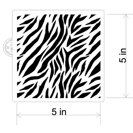 Zebra Skin Cookie & Craft Stencil | CM197 by Designer Stencils | Cookie Decorating Tools | Baking Stencils for Royal Icing, Airbrush, Dusting Powder | Craft Stencils for Canvas, Paper, Wood | Reusable Food Grade Stencil {2}