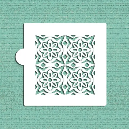 Flower Tile Cookie & Craft Stencil | CM130 by Designer Stencils | Cookie Decorating Tools | Baking Stencils for Royal Icing, Airbrush, Dusting Powder | Craft Stencils for Canvas, Paper, Wood | Reusable Food Grade Stencil {4}