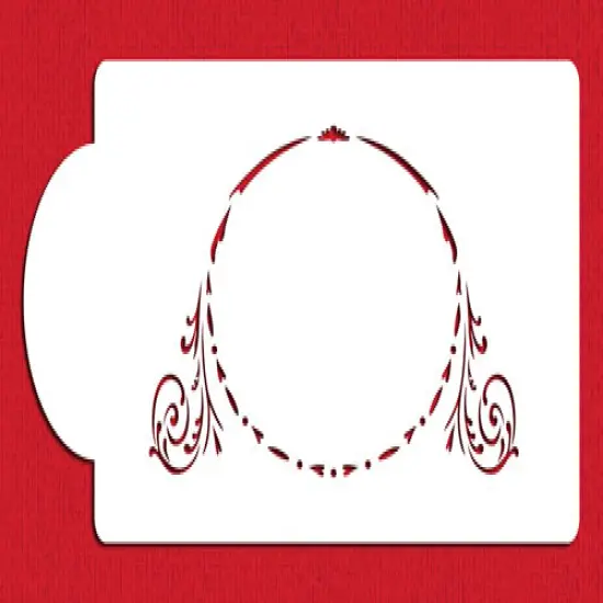 Monogram Oval Crest Cake Stencil | C338 by Designer Stencils | Cake Decorating Tools | Baking Stencils for Royal Icing, Airbrush, Dusting Powder | Reusable Plastic Food Grade Stencil for Cakes | Easy to Use & Clean Cake Stencil {1}