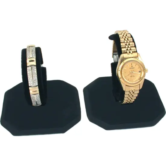 2 Black Velvet Watch Jewelry Bracelet Display Stands {1}