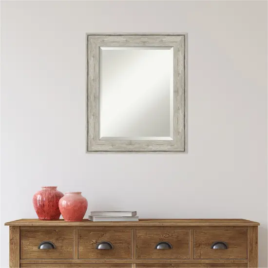 Beveled Bathroom Wall Mirror, Crackled Metallic Frame {6}