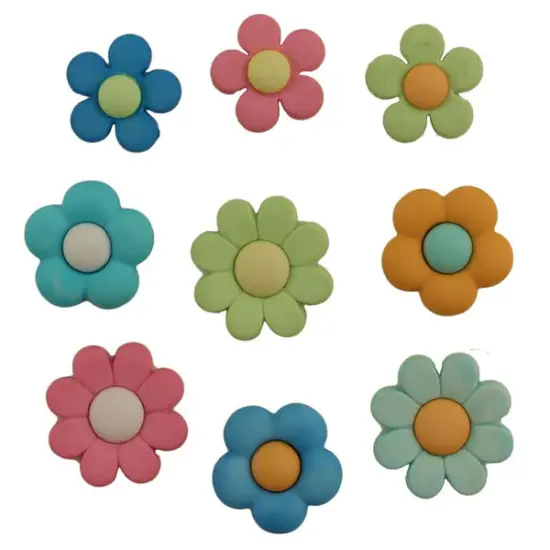 Assorted Flower Power Buttons &ndash; 50+ Piece Set for Sewing, Scrapbooking & DIY Crafts &ndash; Colorful Floral Designs {3}