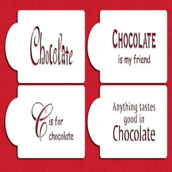 Chocolate Sayings Cookie Stencils | C243 by Designer Stencils | Cookie Decorating Tools | Baking Stencils for Royal Icing, Airbrush, Dusting Powder | Reusable Plastic Food Grade Stencil for Cookies | Easy to Use & Clean Cookie Stencil {1}