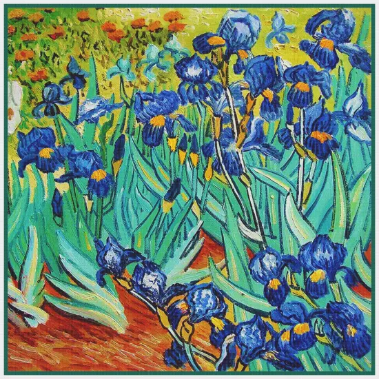 Irises in the Garden detail inspired by Impressionist Vincent Van Gogh's Painting Counted Cross Stitch Pattern {2}