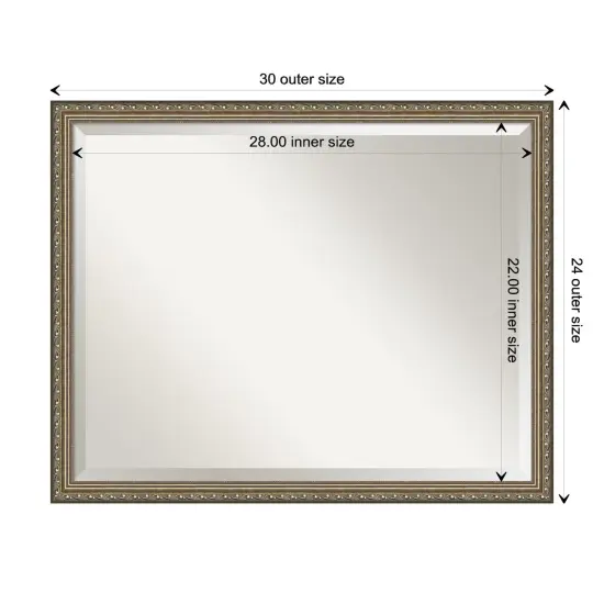 Beveled Wood Bathroom Wall Mirror, Parisian Silver Frame {1}