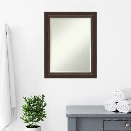 Beveled Wood Bathroom Wall Mirror, Lara Bronze Frame {5}