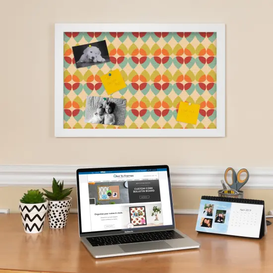 PinPix Custom Bulletin Board Kaliedescope Poster Board Has a Fabric Style Canvas Finish, Framed in Satin White Frame, by ArtToFrames (PinPix-564) {2}