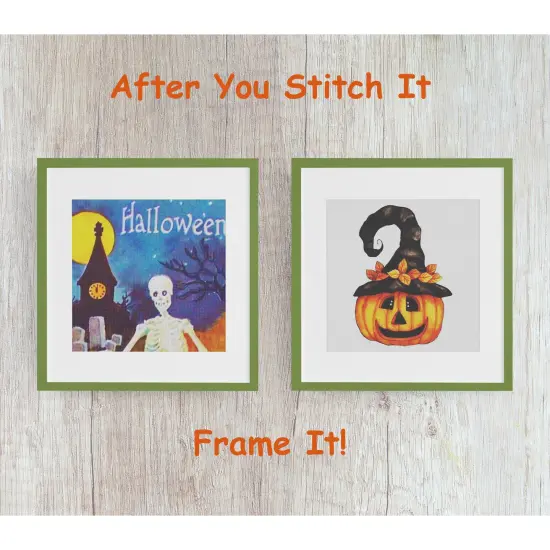 Halloween Skeleton Full Moon Detail Counted Cross Stitch Pattern {3}
