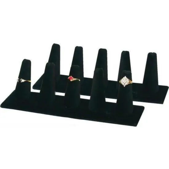 2 Black Velvet 5 Ring Finger Jewelry Holder Showcase Displays {1}