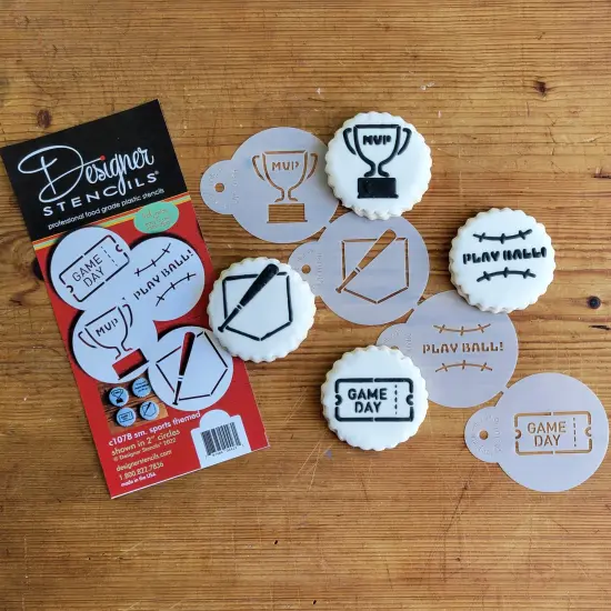 Small Sports Themed Candy Stencils | C1078 by Designer Stencils | Candy & Cookie Decorating Tools | Baking Stencils for Royal Icing, Airbrush, Dusting Powder | Reusable Plastic Food Grade Stencil for Cookies | Easy to Use & Clean {4}