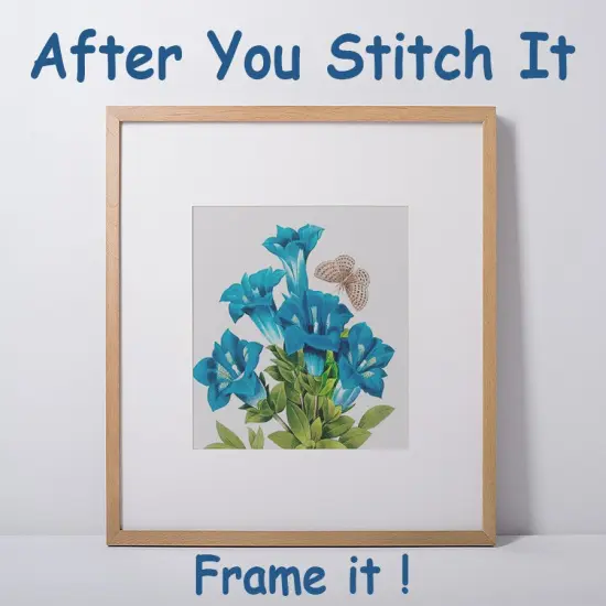 Orenco Originals Redoute Blue Gentian Flower Counted Cross Stitch Pattern {3}