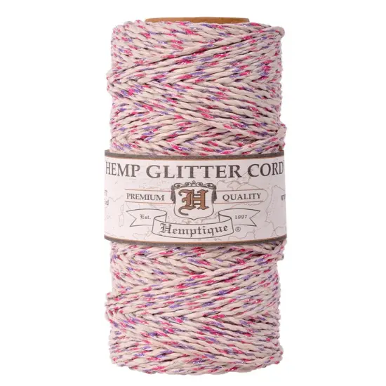 Hemptique 1mm #20 Metallic Hemp Cord Spools Jewelry Bracelet Making Crafting Scrapbooking Bookbinding Mixed Media Crocheting Macrame Gift Wrapping Nat purple pink {1}