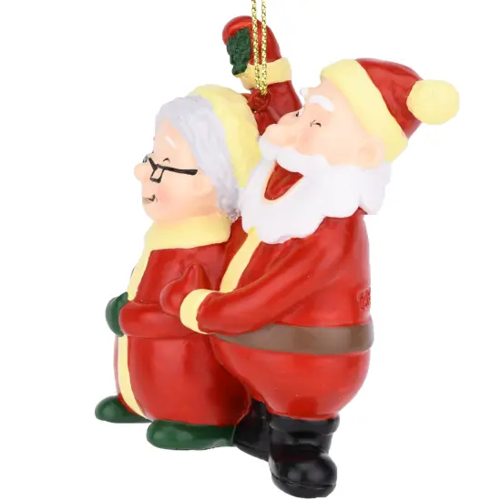 Santa and Mrs. Claus Under The Mistletoe Kissing Christmas Ornament {4}