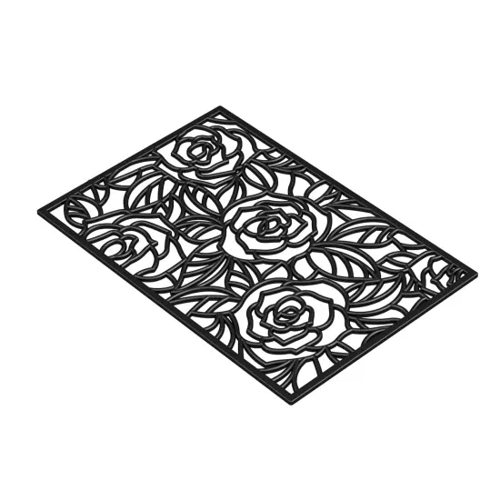 Black Rose Rubber Doormat {2}