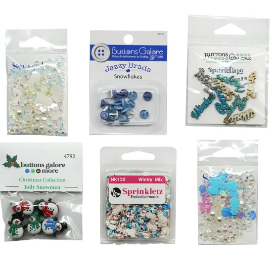 Buttons Galore Winter Craft Embellishments Variety Bundle - 6 Unique Embellishments for DIY Craft Projects&hellip; {1}