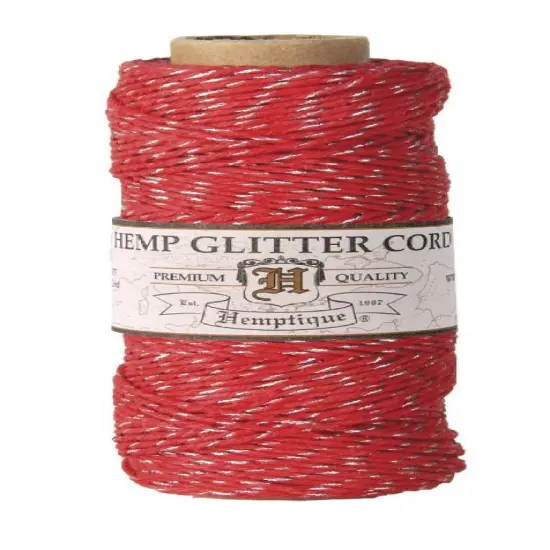 Hemptique 1mm #20 Metallic Hemp Cord Spools Jewelry Bracelet Making Crafting Scrapbooking Bookbinding Mixed Media Crocheting Macrame Gift Wrapping Red sparkle {1}