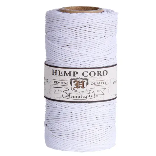 Hemptique 1mm #20 Hemp Cord Spools Jewelry Making Macrame Crochet Crafting Gift Wrapping White {1}
