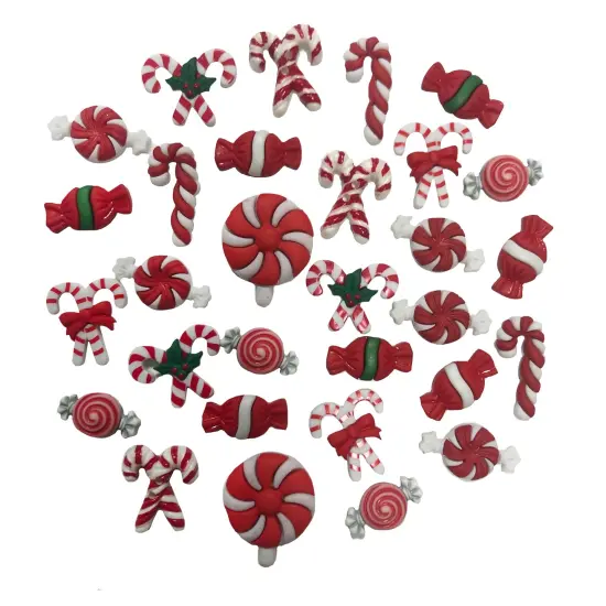 Buttons Galore Candy Cane and Christmas Button Super Value Pack for DIY Craft and Sewing Projects {1}