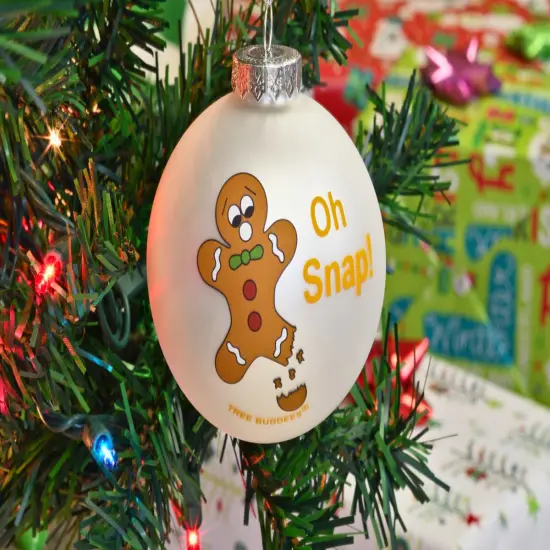 Oh Snap! Funny Gingerbread Man Glass Christmas Ornament {2}