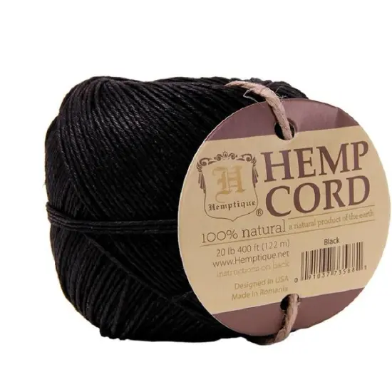 Hemptique #20 1mm Hemp Cord Balls Jewelry Making Macrame Crochet Crafting Gift Wrapping Outdoor Gardening Black {1}