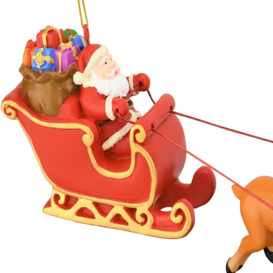 Large 5 Piece Full Santa's Sleigh and 8 Reindeer Christmas Ornament {5}