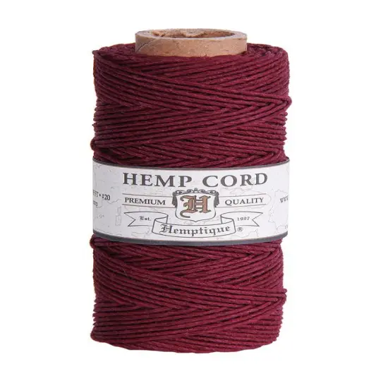 Hemptique 1mm #20 Hemp Cord Spools Jewelry Making Macrame Crochet Crafting Gift Wrapping Burgundy {1}