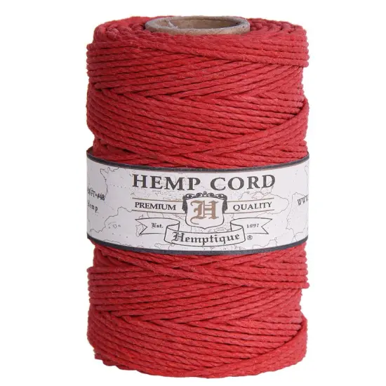 Hemptique 1.8mm #48 Hemp Cord Spools Jewelry Bracelet Making Crafting Scrapbooking Bookbinding Mixed Media Crocheting Macrame Gift Wrapping Outdoor Gardening Red {1}