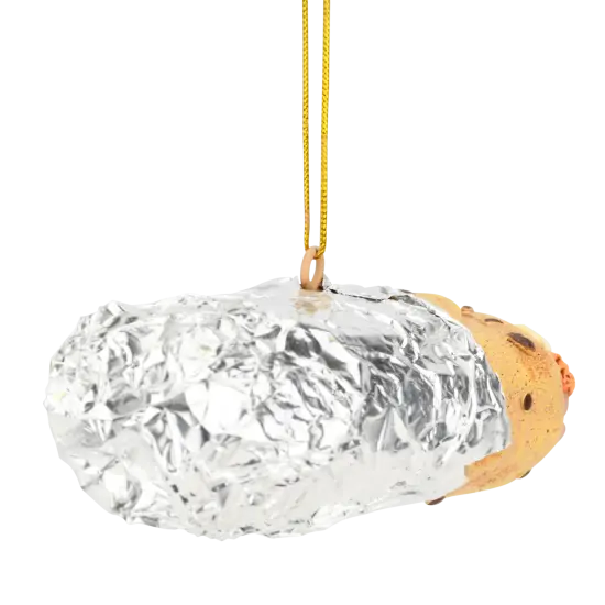 Burrito Wrapped in Tin Foil Food Christmas Ornament {3}