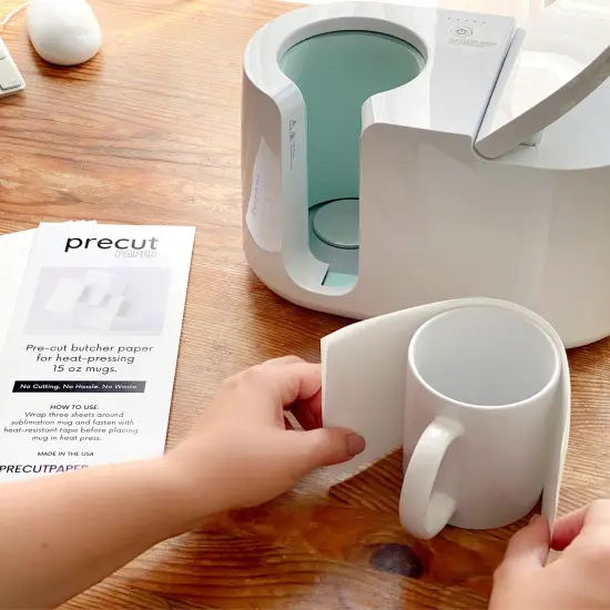 Precut Butcher Paper Sheets for Sublimation Mugs (2 Size Pack, fit 11/12 oz Mugs & 15 oz Mugs perfectly), White, Uncoated {2}
