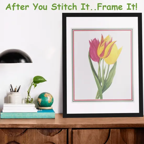 Bouquet of Tulip Flowers Inspired by Pierre-Joseph Redoute Counted Cross Stitch Pattern {4}