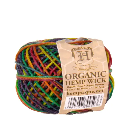 Hemptique Organic Beeswax Hemp Wick Balls Eco Friendly Sustainable Naturally Grown Jewelry Bracelet Making Paper Crafting Scrapbooking Bookbinding Mixed Media Crocheting Macrame Seasonal Holiday Gift Wrapping Outdoor Gardening Candle Making Rainbow {1}
