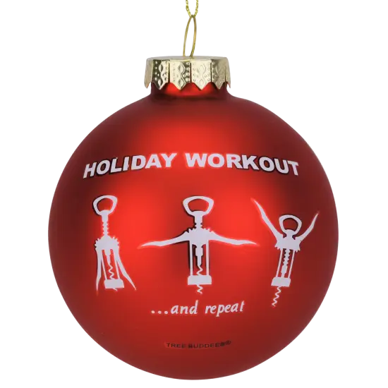Wine Opener Holiday Workout Funny Glass Christmas Ornament {1}