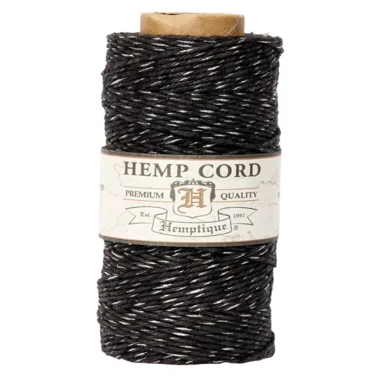 Hemptique 1mm #20 Metallic Hemp Cord Spools Jewelry Bracelet Making Crafting Scrapbooking Bookbinding Mixed Media Crocheting Macrame Gift Wrapping Black silver {1}