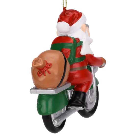 Biker Santa Claus Motorcycle Christmas Tree Ornament {3}
