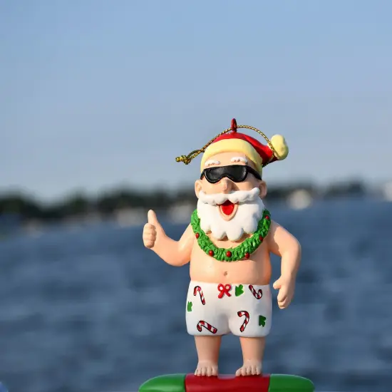 Surfing Santa Christmas Surfer Ornament {5}