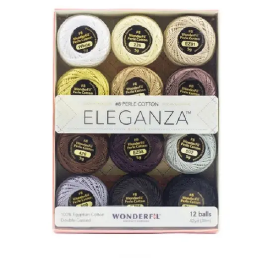 Wonderfil Eleganza 100% Egyptian Cotton Thread 12 Ball Set - Neutral {1}