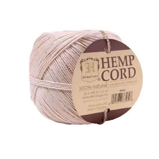 Hemptique #20 1mm Hemp Cord Balls Jewelry Making Macrame Crochet Crafting Gift Wrapping Outdoor Gardening White {1}