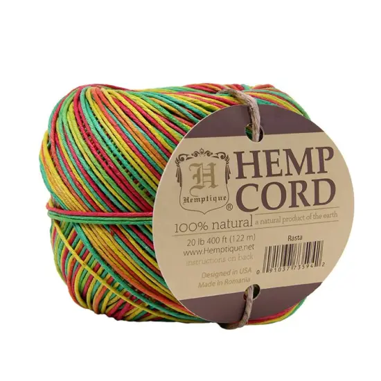 Hemptique #20 1mm Hemp Cord Balls Jewelry Making Macrame Crochet Crafting Gift Wrapping Outdoor Gardening Variegated rasta {1}