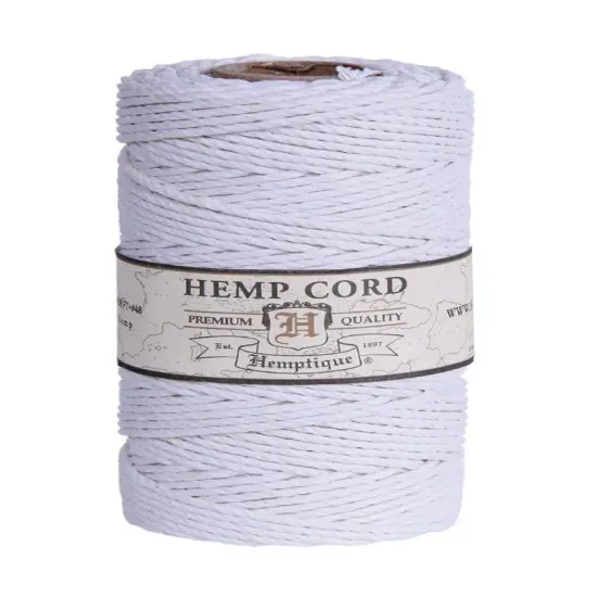 Hemptique 1.8mm #48 Hemp Cord Spools Jewelry Bracelet Making Crafting Scrapbooking Bookbinding Mixed Media Crocheting Macrame Gift Wrapping Outdoor Gardening White {1}