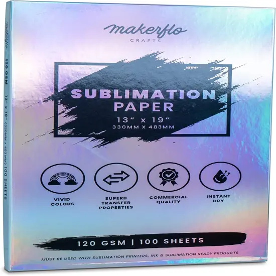 Makerflo Sublimation Paper 13 x 19 Inches 100 Sheets Heat Transfer Paper for Tumblers T-Shirts Phone Cases Mugs Printable Stickers Gifting {1}