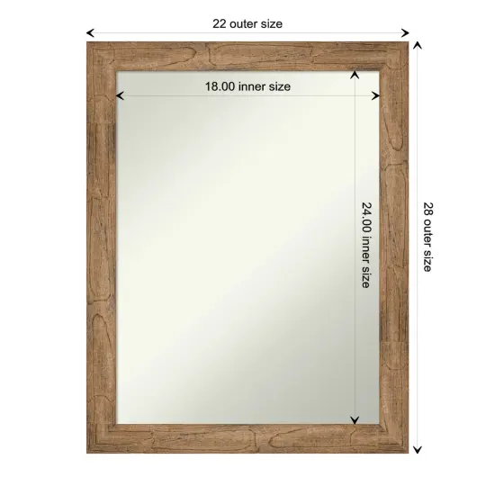 Amanti Art Non-Beveled Wood Wall Mirror, Owl Brown Narrow Frame {1}