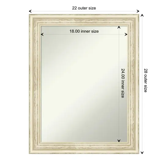 Amanti Art Non-Beveled Wood Wall Mirror, Country White Wash Frame {1}