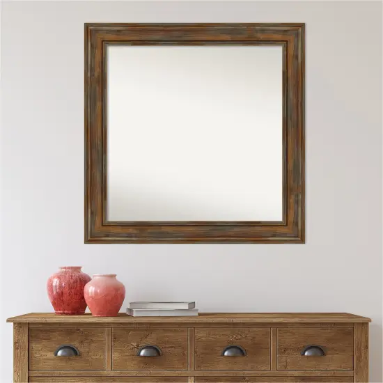 Amanti Art Non-Beveled Wood Wall Mirror, Alexandria Greywash Frame Alexandria Rustic Brown {6}