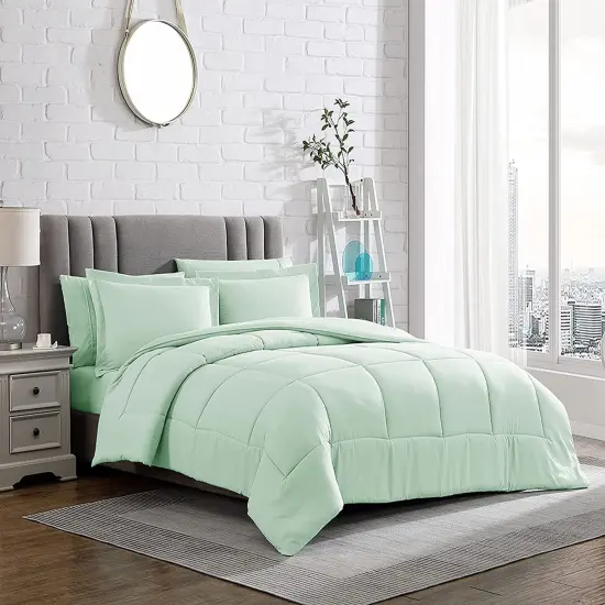 American Home Collection Down Alternative Comforter Set Extra Warm and Soft Mint {5}