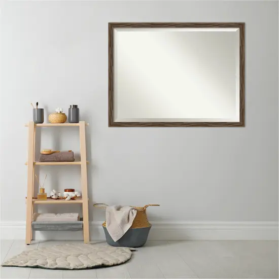 Beveled Wood Bathroom Wall Mirror, Regis Narrow Frame {5}