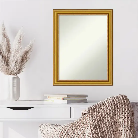 Amanti Art Non-Beveled Wood Wall Mirror, Townhouse Gold Frame {6}