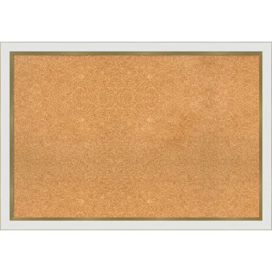 Cork Board, Eva Narrow Frame - Bulletin Board, Organization Board, Pin Board Eva White Gold Narrow {1}