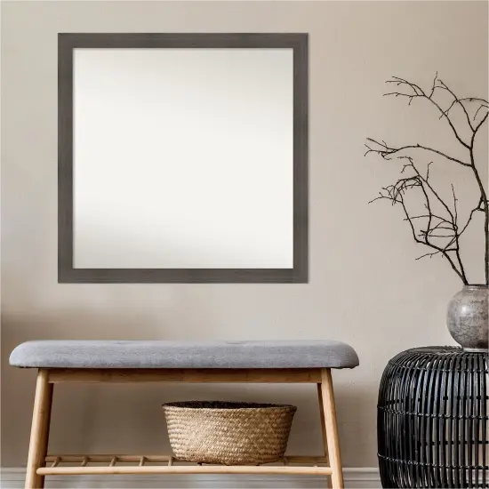 Amanti Art Non-Beveled Wood Wall Mirror, Hardwood Chocolate Narrow Frame Hardwood Whitewash Narrow Frame {7}