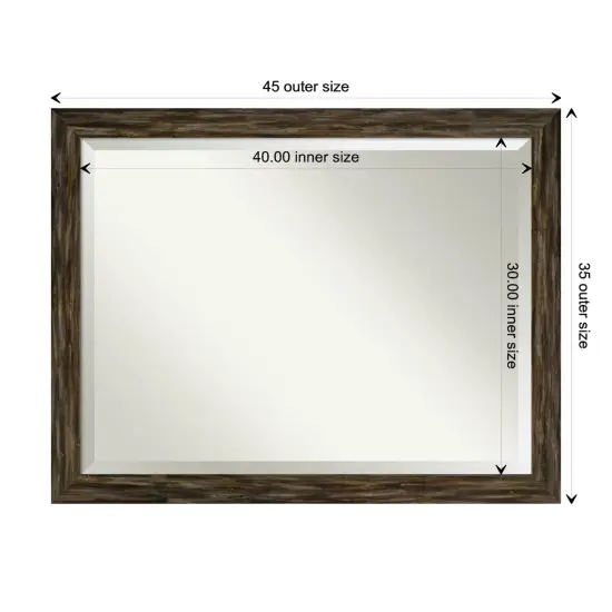 Beveled Wood Bathroom Wall Mirror, Fencepost Narrow Frame {1}